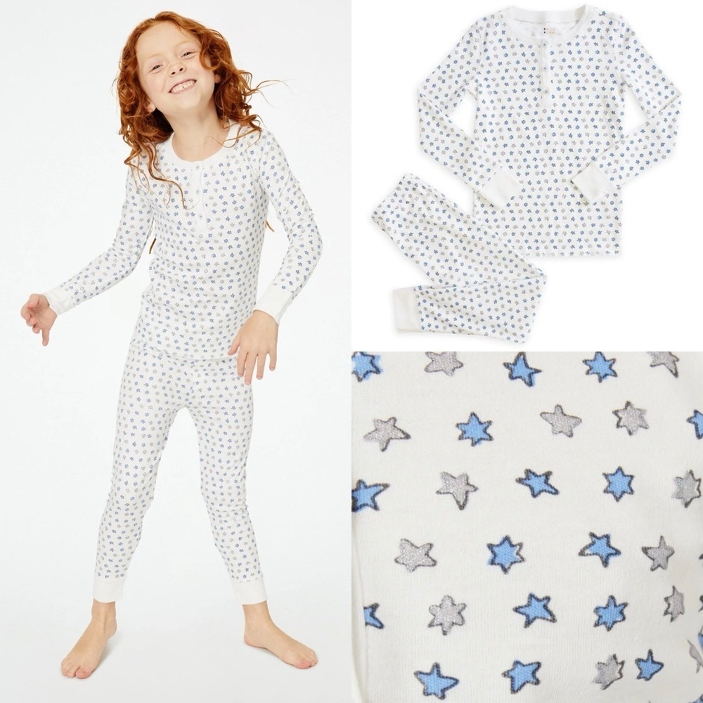 Roller Rabbit Kids White and Blue Starry Kids Pajama Set Size 8 Years